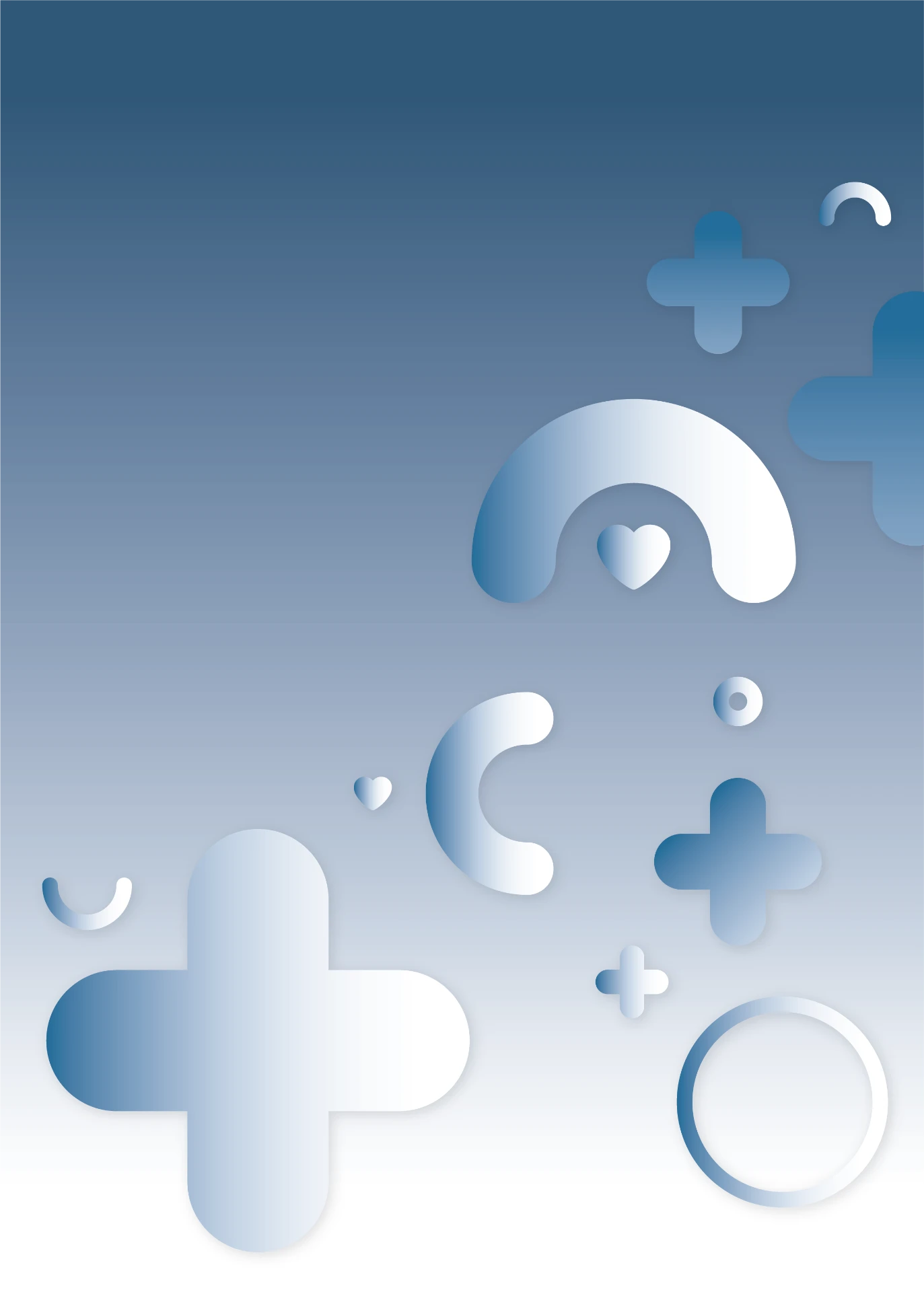 Healthcare suite proposal cover with dimensional blue medical symbols on a pale background